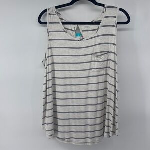Market & Spruce Striped Tank Top Pocket Sleeveless Casual Comfy